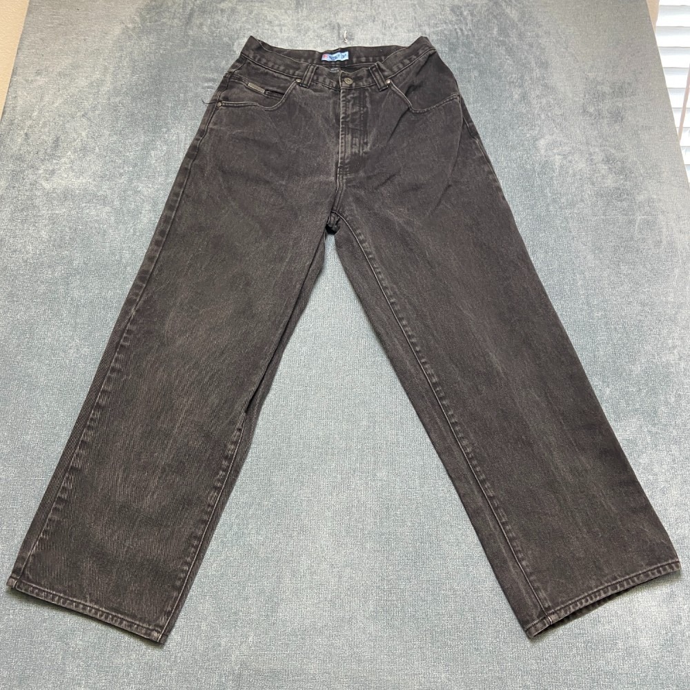 Kenneth Cole Reaction Jeans Mens 32x30 Black Denim Cotton Trendy Straight Leg